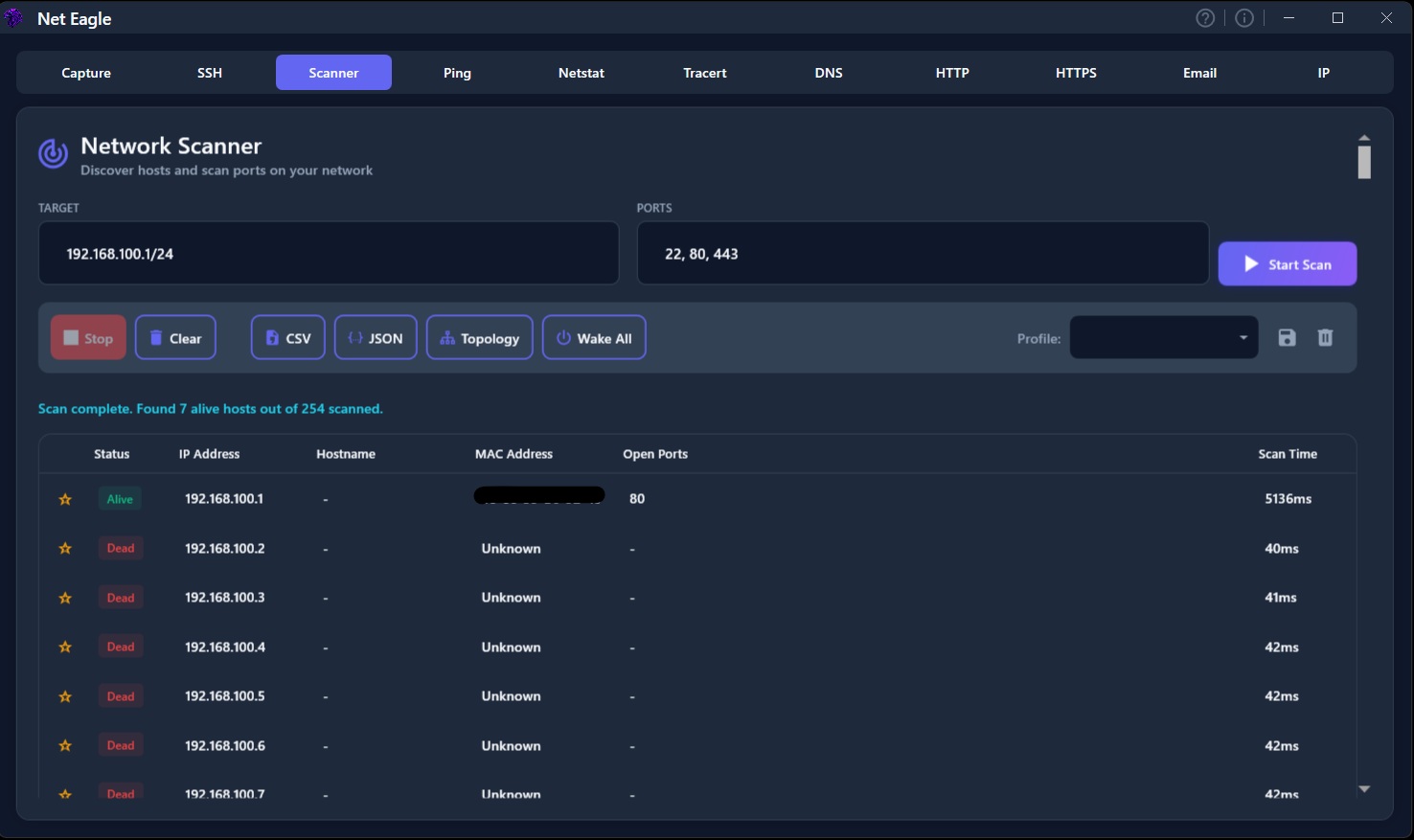 Net Eagle Port Scanner - network port scanning tool