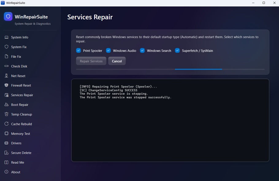 WinRepairSuite - Network and firewall reset tools