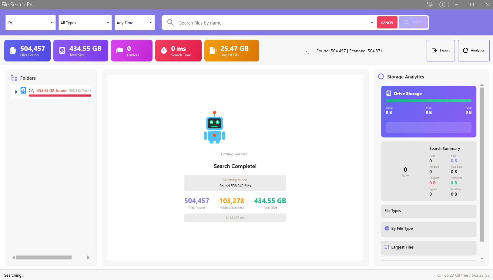 FileSearch Pro Results - search results and duplicate finder