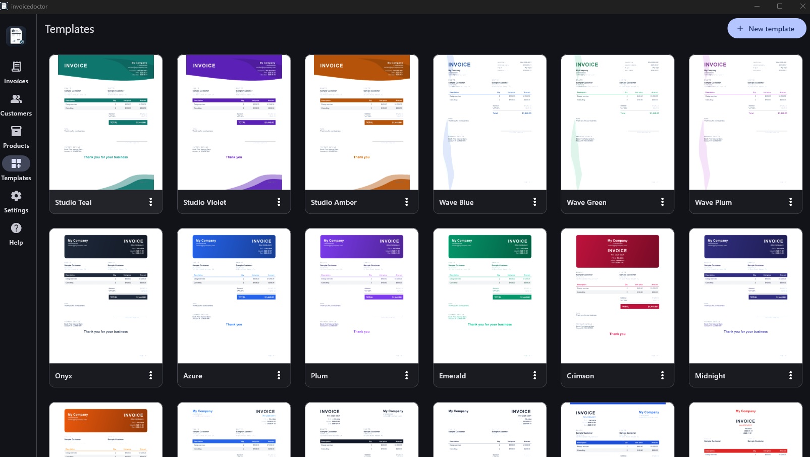 InvoiceDoctor professional invoice template gallery